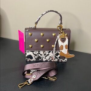 Betsey Johnson | Western Cow/Heart Mini Bag w/ Bag Charm & Crossbody 🤠